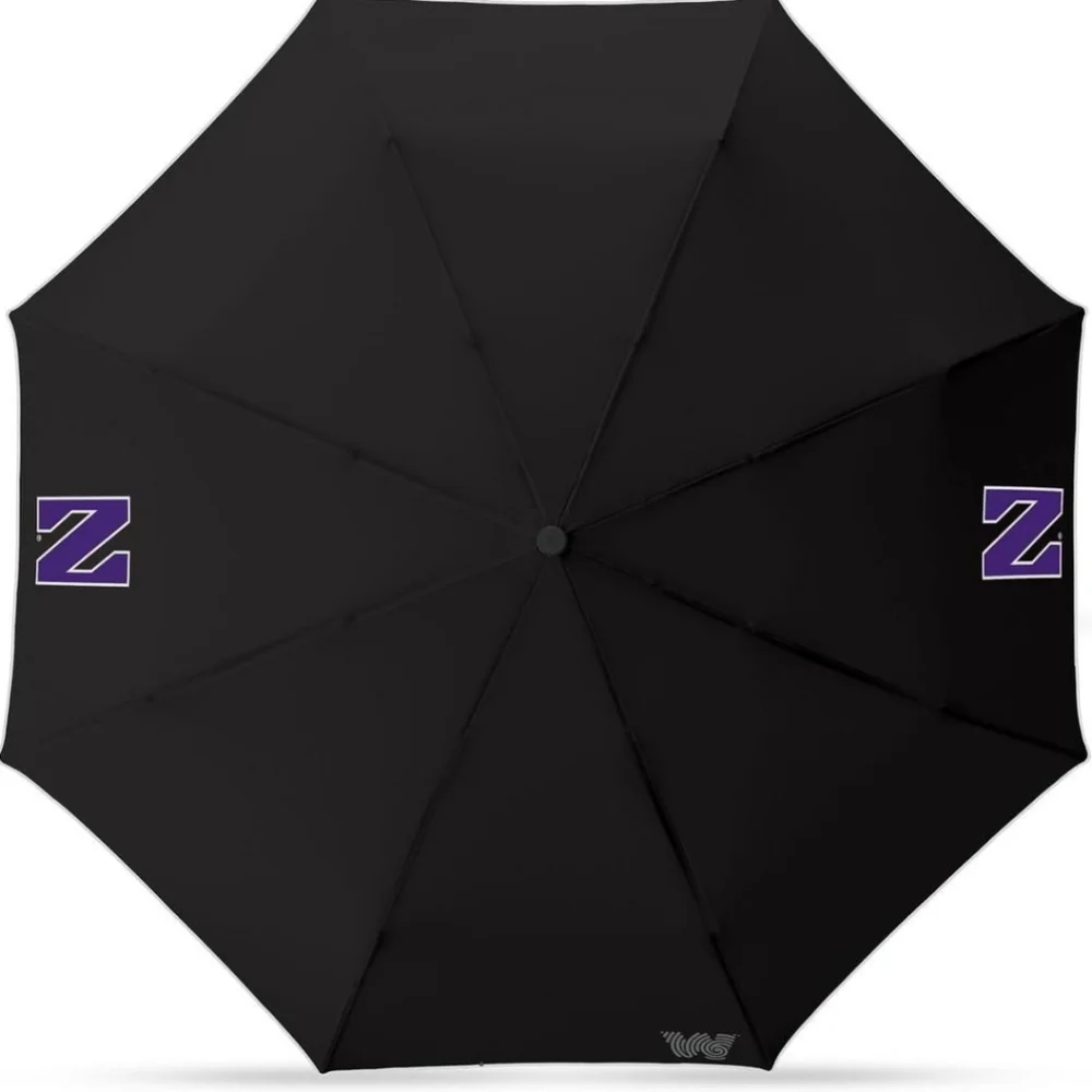 NEW Weatherman NORTHWESTERN UNIVERSITY Logo Travel Umbrella Black Wind Resistant - Picture 2 of 14